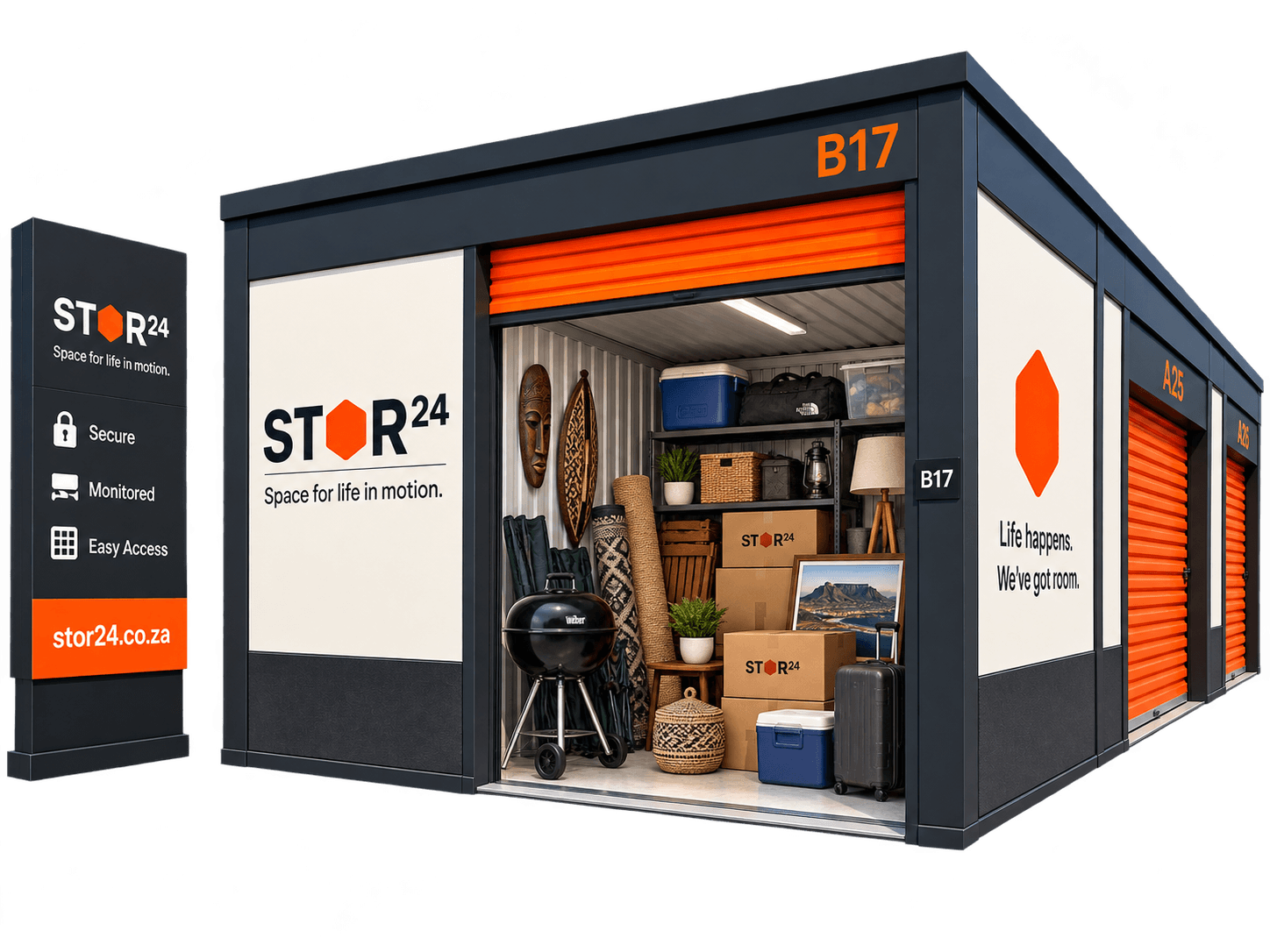 personal home furniture african style in a self-storage unit
